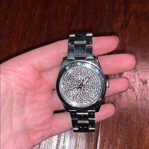 Diamond studded Fossil Silver Watch